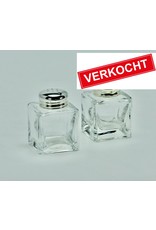 Kristallen peper- en zoutstel met 925 zilver, 40 mm hoog