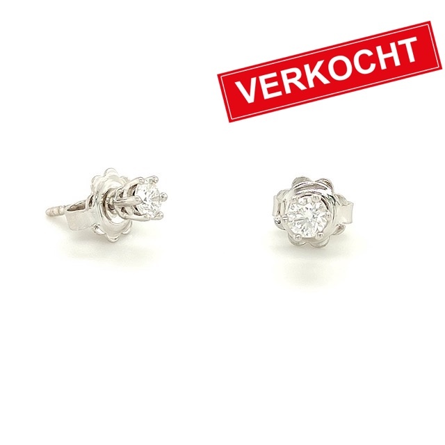Private Label CvdK Private label CvdK oorstekers in 14 krt. witgoud met diamant