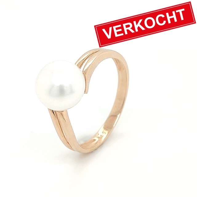 Private Label CvdK Private Label CvdK ring in 14 krt. roségoud met parel