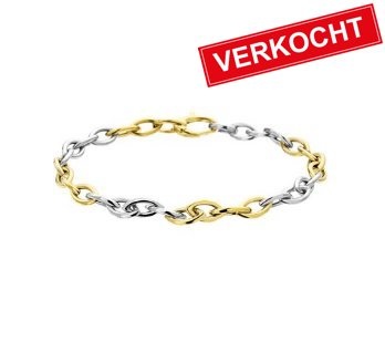 Private Label CvdK Private Label CvdK 14 kt. bi-color armband navette schakel 19 cm.