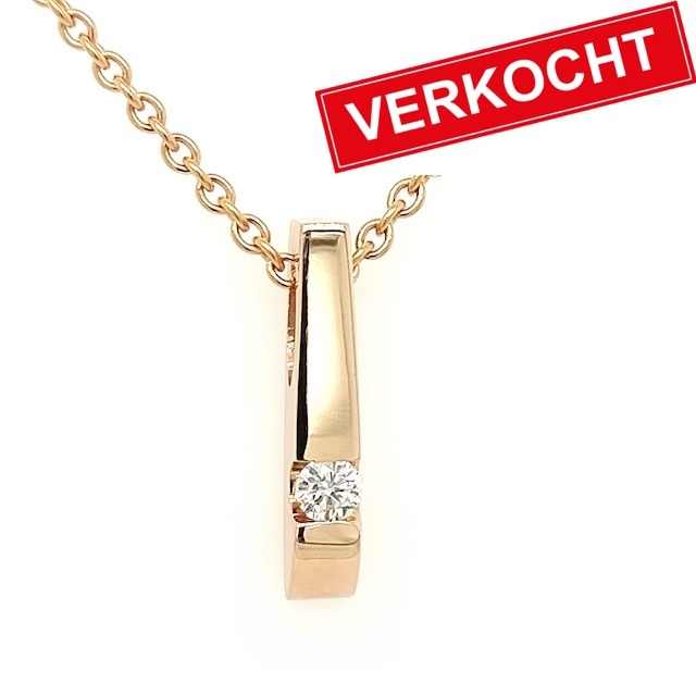 Private Label CvdK Private label CvdK hanger in 14 krt. roségoud met diamant