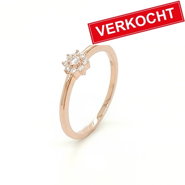 Private Label CvdK Private Label CvdK entourage ring in 14 krt. roségoud met diamant