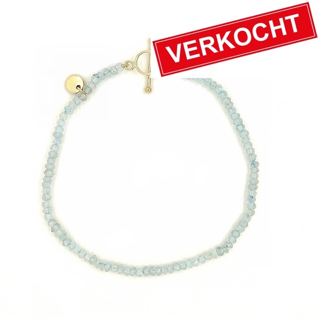 Private Label CvdK Private label CvdK aquamarijn armband met 14 krt. geelgoud