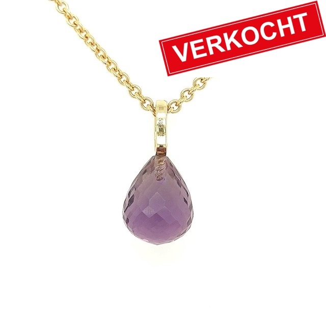 Private Label CvdK Private label CvdK hanger in 14 krt. geelgoud met amethist