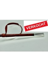 Lederen rijzweep met greep in 925 zilver, 85 cm lang