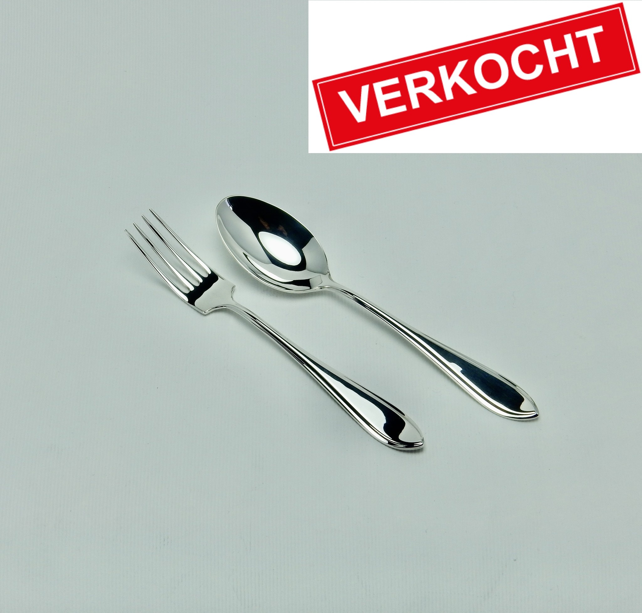 Kinderbestek, tweedelig in 925 zilver, 138 mm lang