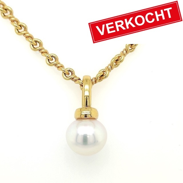 Private Label CvdK Private label CvdK hanger in 18 krt. geelgoud met parel