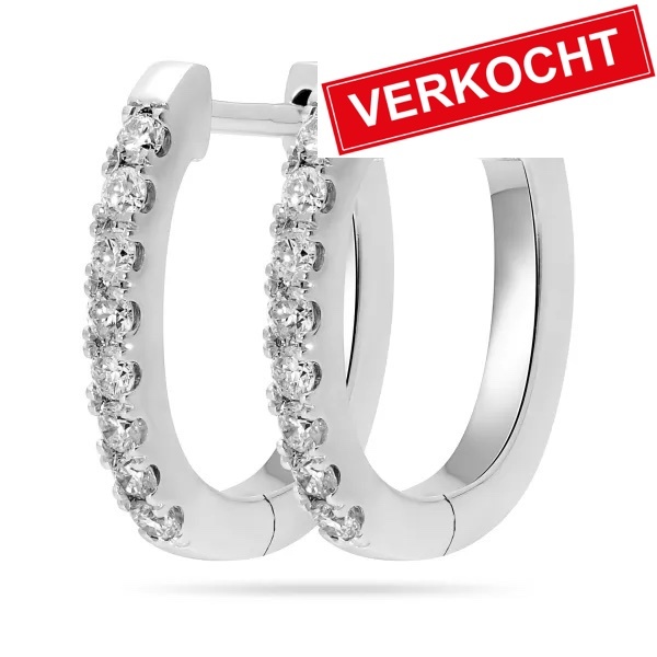 Private Label CvdK Private label CvdK oorringen in 14 krt. witgoud met diamant