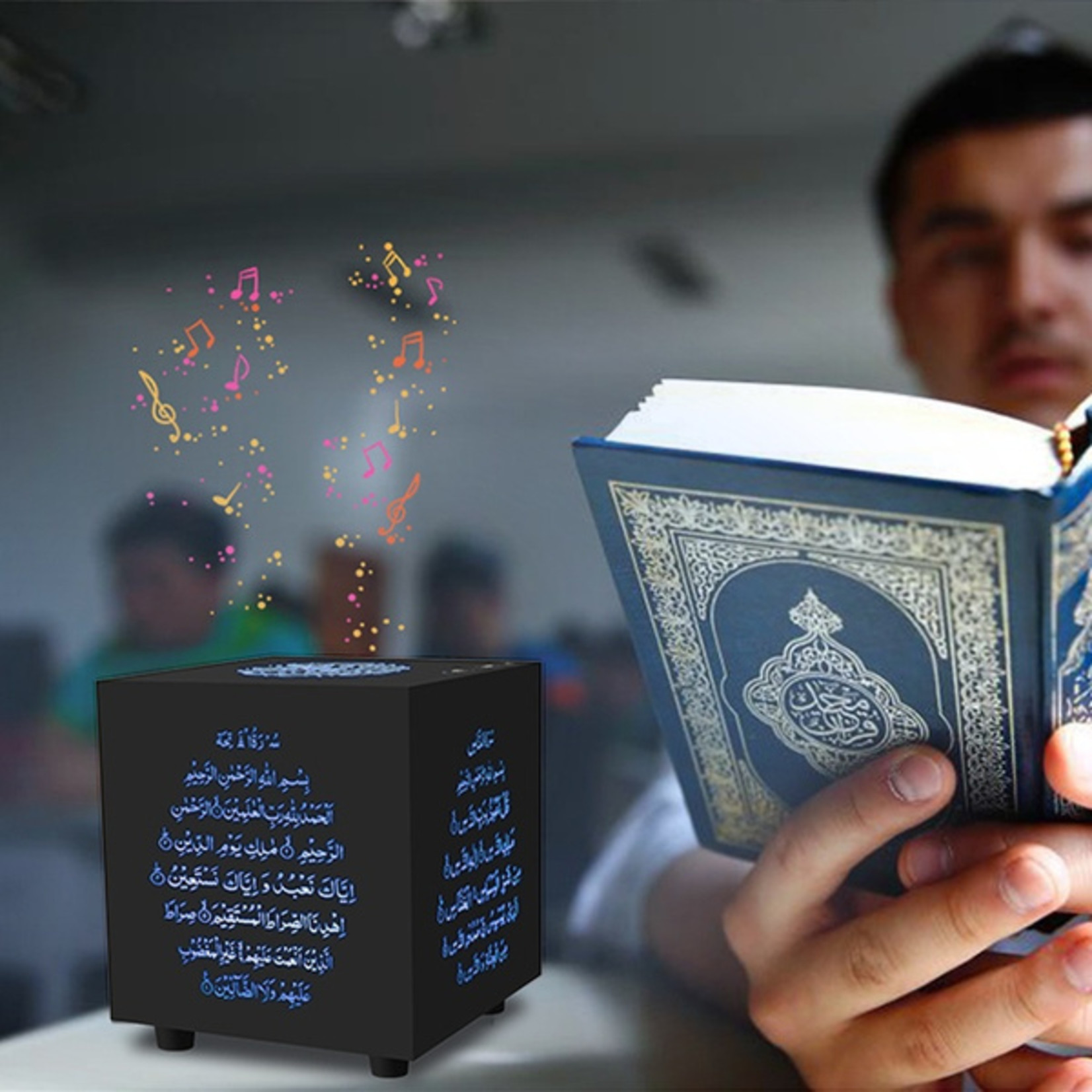 Cube Quran Speaker Drahtloser Bluetooth-Lautsprecher Touch Lamp 7-Farben Remote Muslim Geschenk