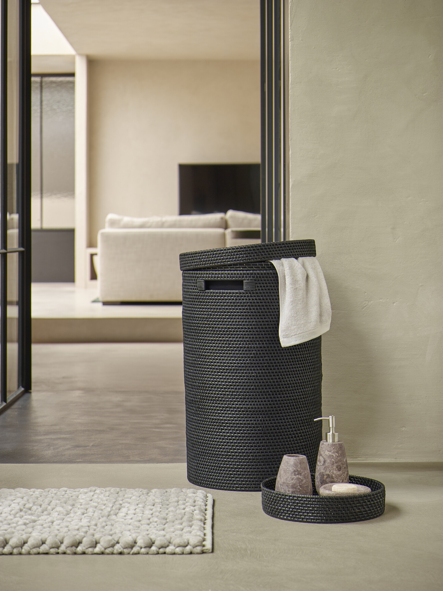 Laundry basket with lid CINO color Black (black)