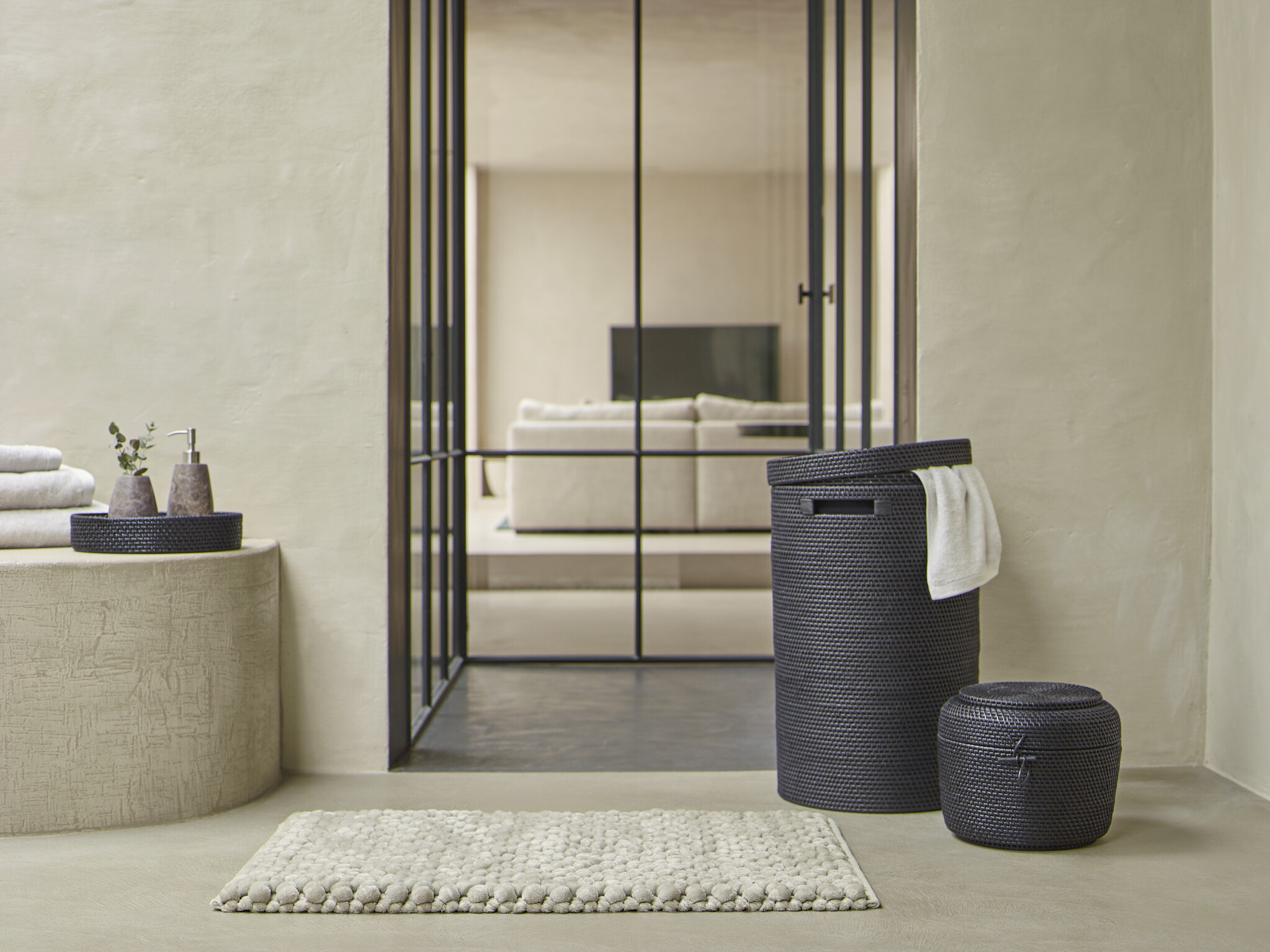 Laundry basket with lid CINO color Black (black)