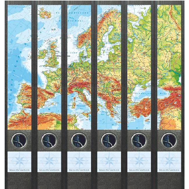 Rugetiket Kaart van Europa 6 etiketten