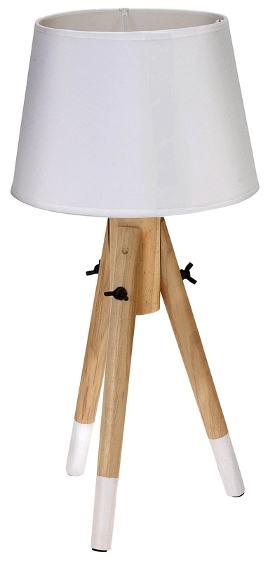 Houten lamp met stoffen kap wit
