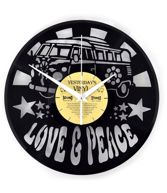 Wandklok Vinyl Love and Peace