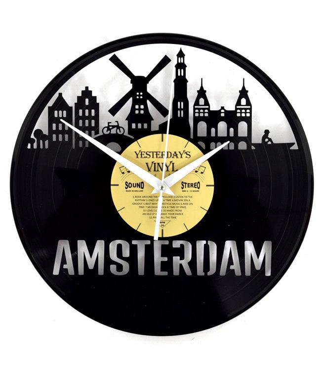 Wandklok Vinyl Skyline Amsterdam