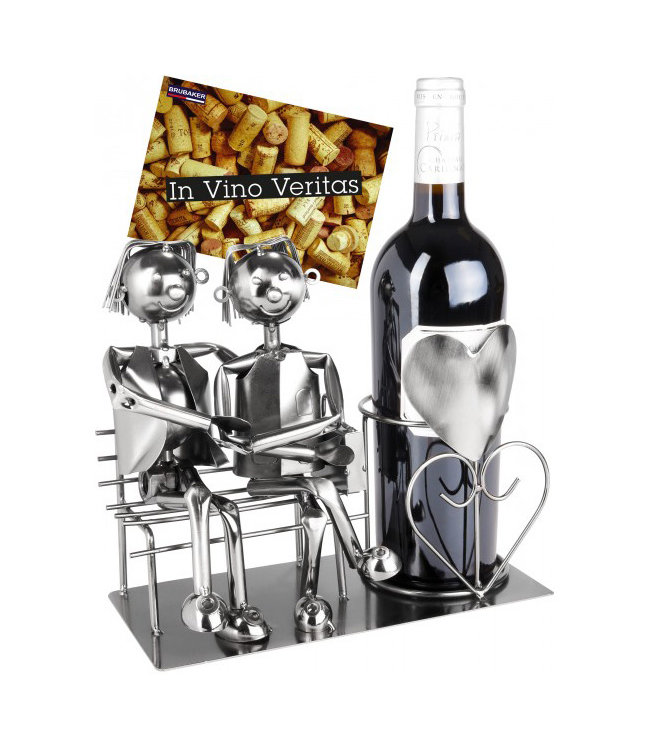 BRUBAKER METAL WINE Bottle Holder Lovers Couple on Bench + Gift