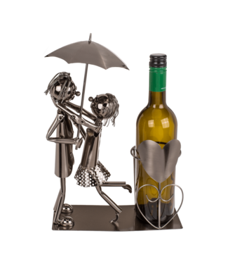 Wijnfleshouder Liefdespaar met Paraplu