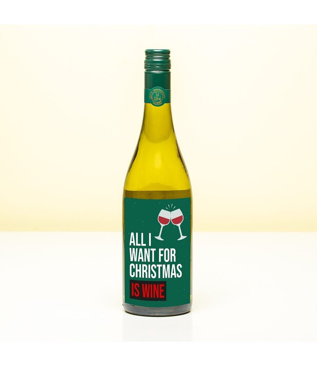 Wijnfles kerst All I want for Christmas is Wine