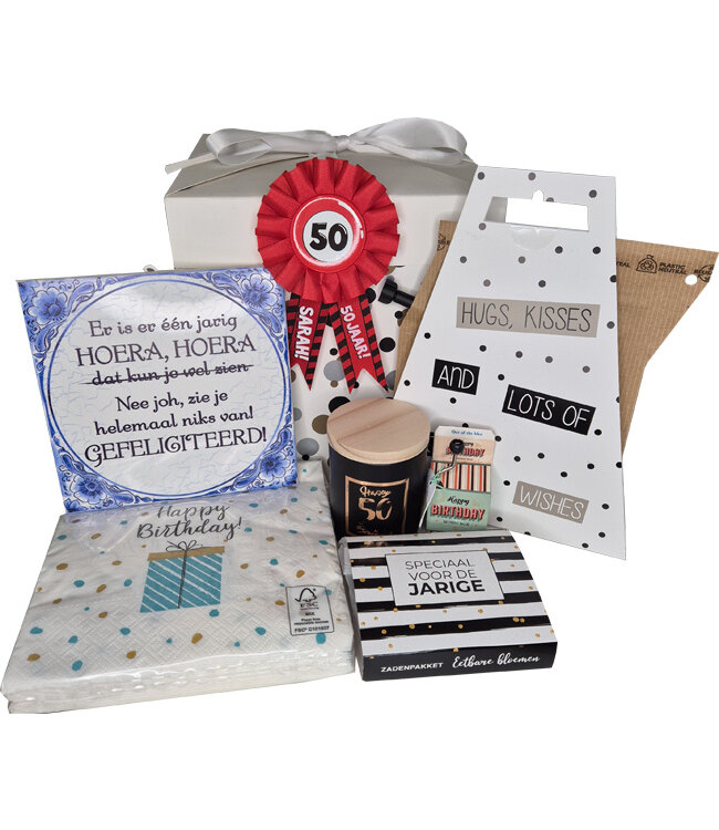 Cadeaupakket 50 jaar Sarah Geweldig