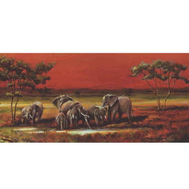 Kunstzinnige Ingelijste Posters: Olifanten op de Savanne