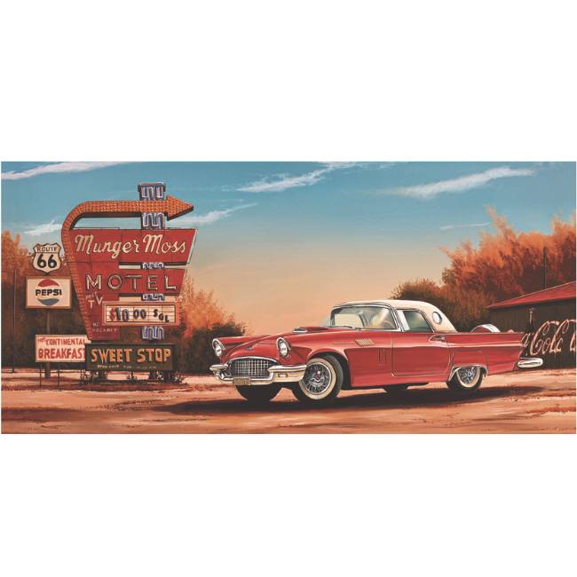 Kunstzinnige Ingelijste Posters: Route 66 Motel Red Car