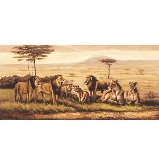 Kunstzinnige Ingelijste Posters: Leeuwen op de Savanne