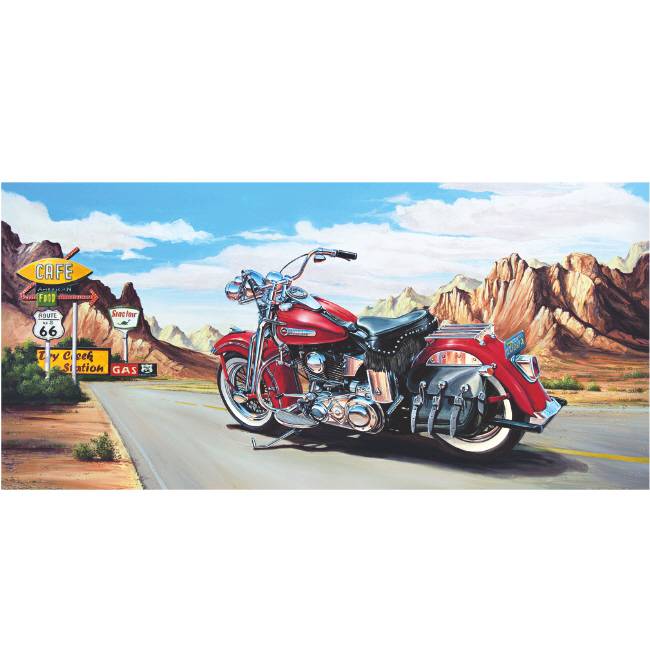 Kunstzinnige Ingelijste Posters: Route 66 Motor Harley Davidson rood