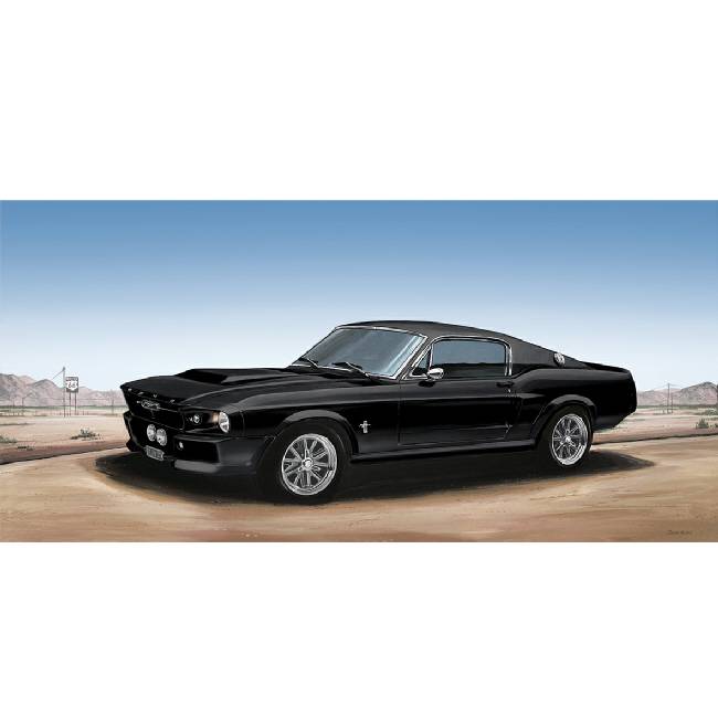 Kunstzinnige Ingelijste Posters: Route 66 Zwarte Mustang
