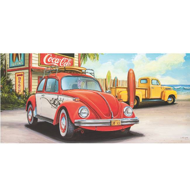 Kunstzinnige Ingelijste Posters: Volkswagen Kever Surfen
