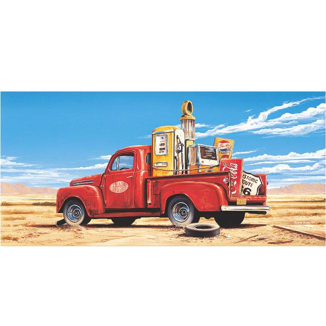 Kunstzinnige Ingelijste Posters: Route 66 Pickup truck in de woestijn