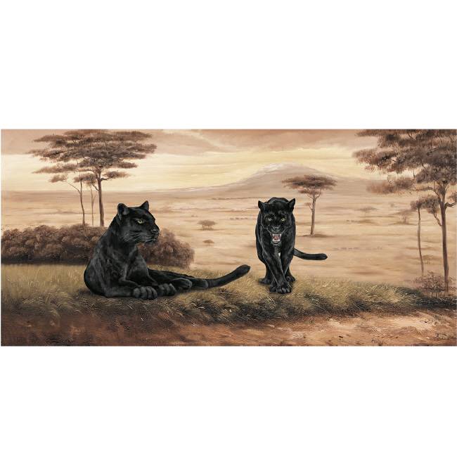 Kunstzinnige Ingelijste Posters: Twee Zwarte Jaguars