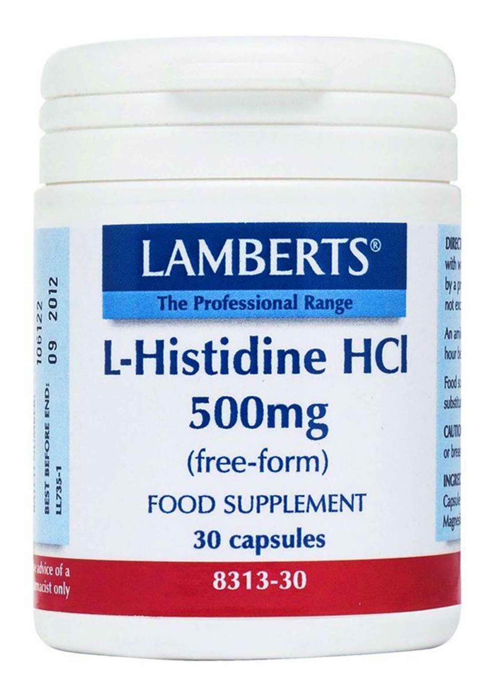 Lamberts L-Histidine HCl 500 mg 30 capsules