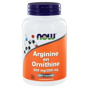NOW Arginine en Ornithine 500 mg/250 mg 100 capsules