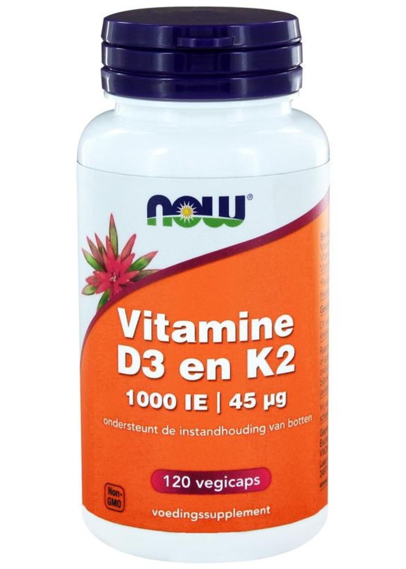 NOW Vitamine D-3 1000 ie & Vitamine K-2 45 mcg 120 v-caps