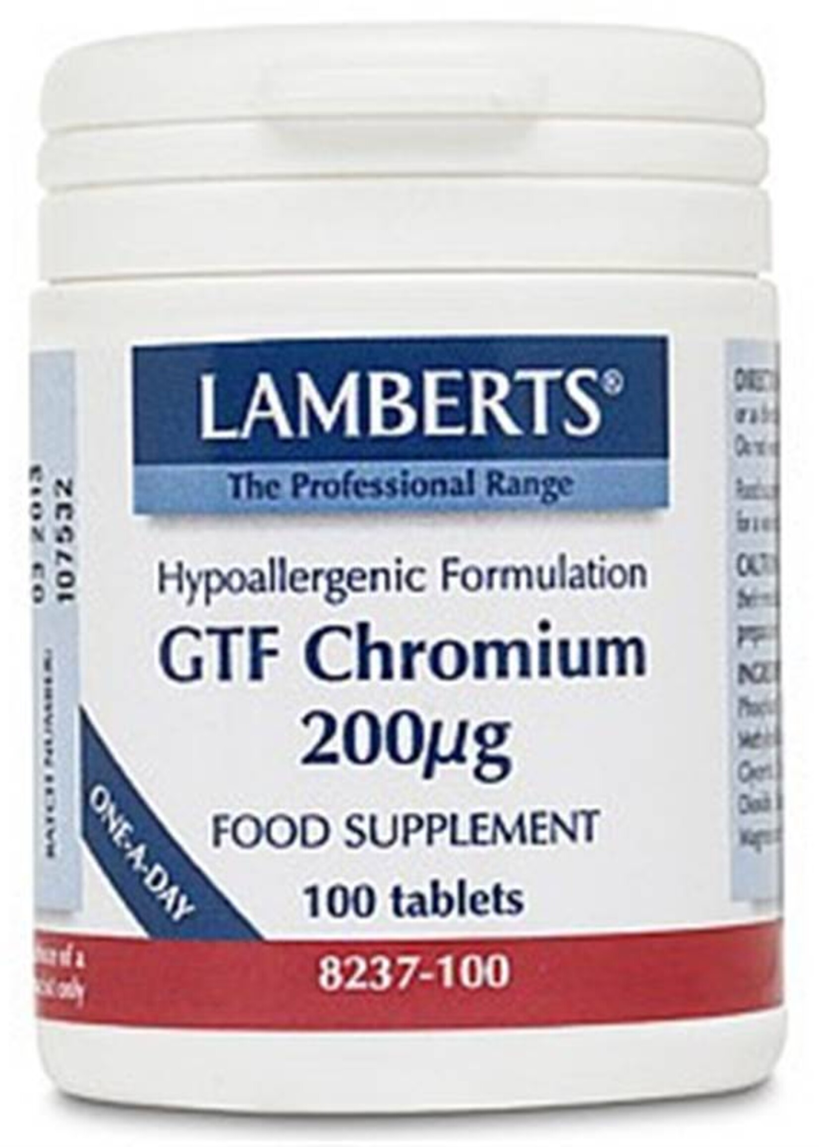 Lamberts GTF Chromium / Chroom 200mcg 100 tabletten