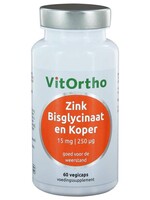 Vitortho Zink Bisglycinaat en Koper 60 vcaps