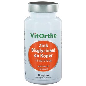 Vitortho Zink Bisglycinaat en Koper 60 capsules