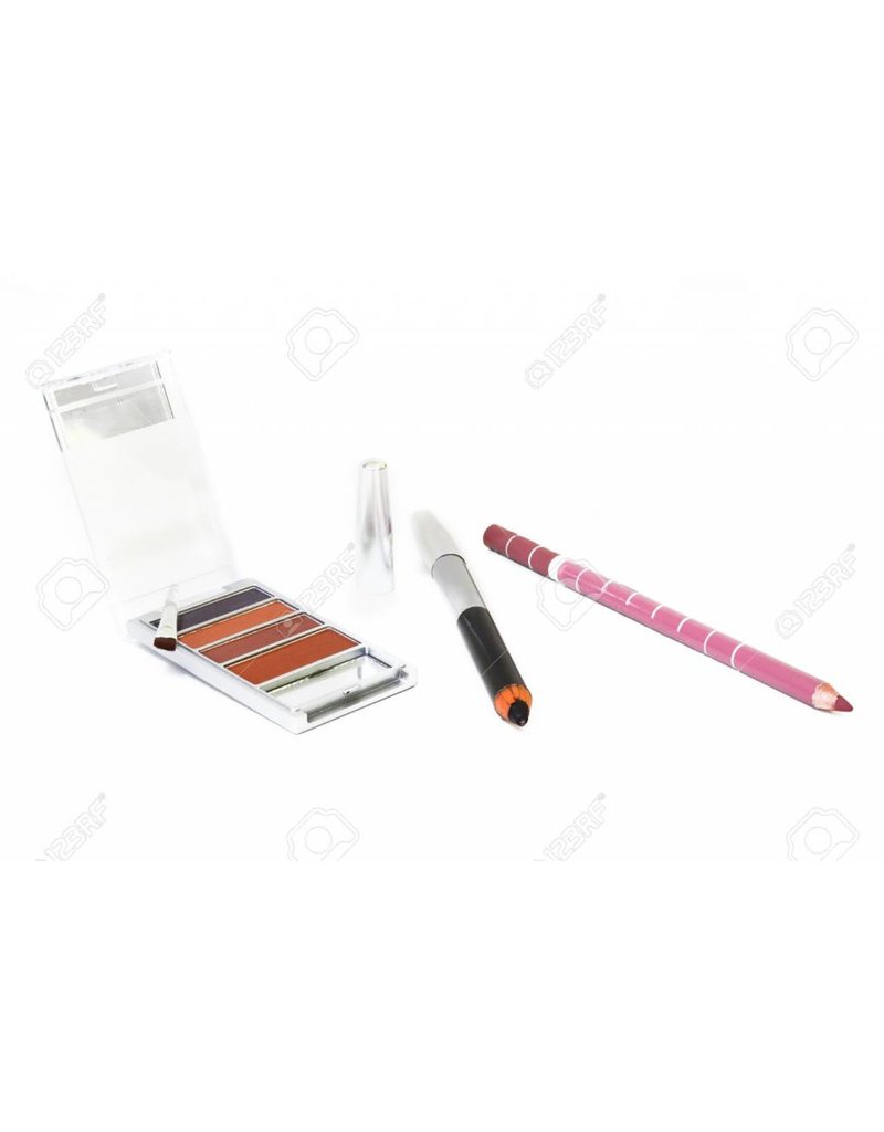 Eyes Lips Face Make up with brush and Cosmetic pencil