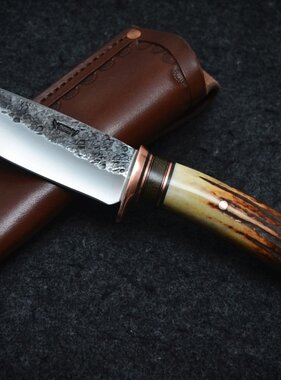 Behring Made Premium Sambar Stag & OD Micarta Drop Point