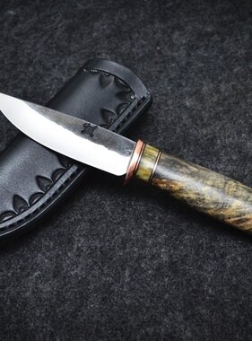Behring Made Buckeye Burl & Musk Ox Pocket Knife
