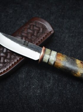 Behring Made Buckeye Burl & Musk Ox Pocket Knife