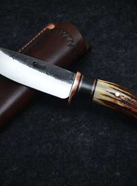 Behring Made Premium Sambar Stag & Black Micarta Droppoint