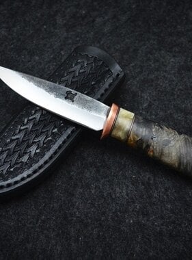Behring Made Buckeye Burl & Musk Ox Pocket Knife