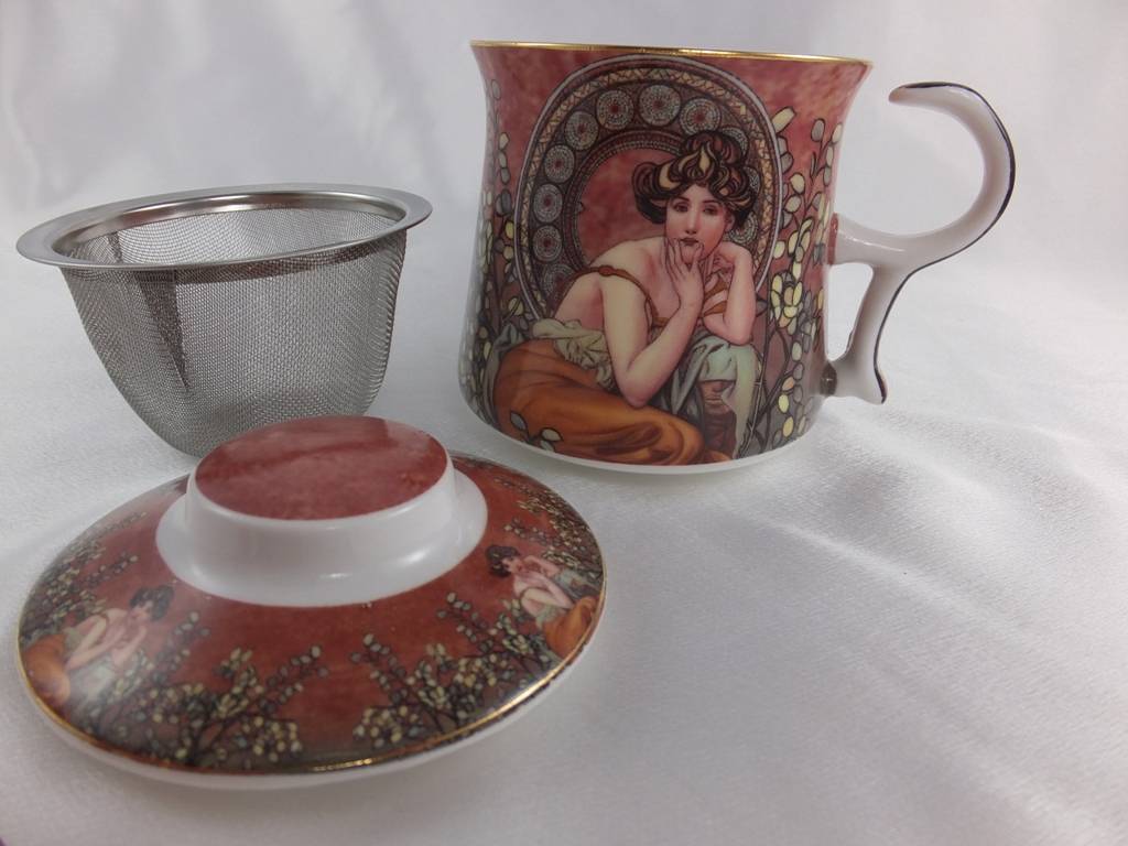 Alfons Mucha - Precious Stones bordeaux - Teetasse Set