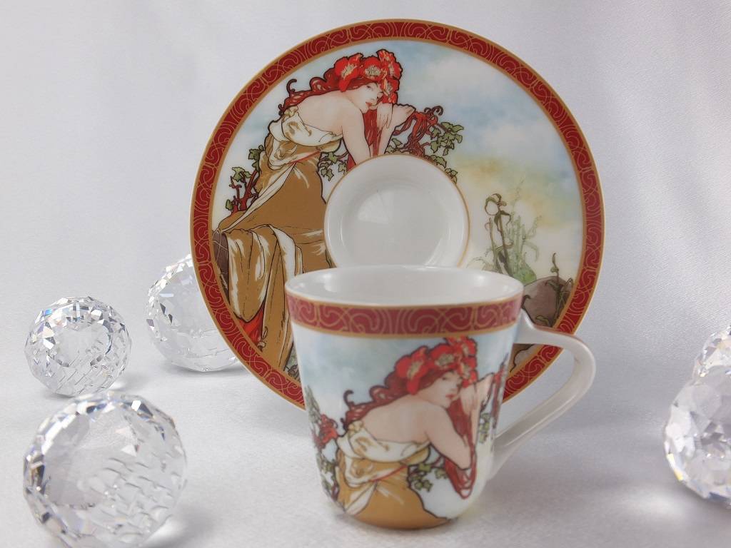 CARMANI - 1990 Alfons Mucha - The Four Season - Espresso Cups Set - Winter / Summer