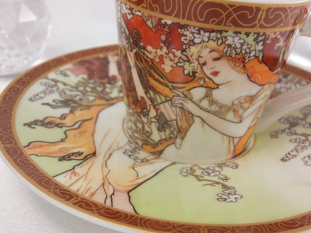 CARMANI - 1990 Alfons Mucha - The Four Season - Espresso Cups Set - Autumn / Spring