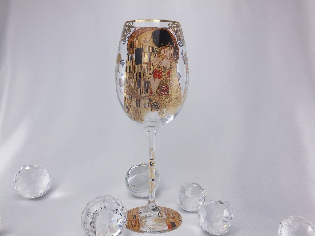 CARMANI - 1990 Gustav Klimt - The Kiss - Wine glass in Geschenktube