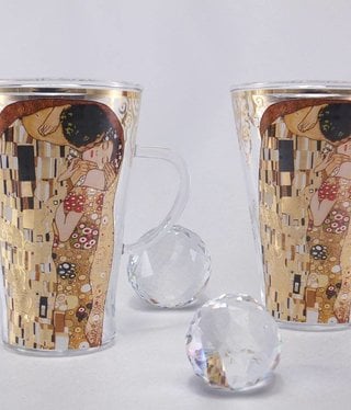 ➤ Gustav Klimt The Kiss Latte Macchiato Glasses Elegant Collection - DELUXE  by MJS