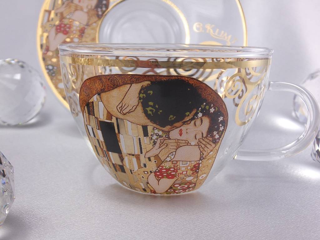 CARMANI - 1990 Gustav Klimt - Der Kuss - Cappuccino Tassen aus Glas