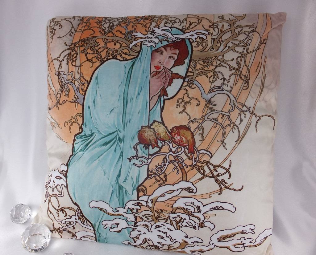 CARMANI - 1990 Alfons Mucha Pillow - The Four Seasons - Winter